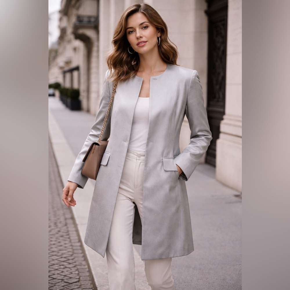 J Crew collection Silk Wool Elegant Silver Women's Coat